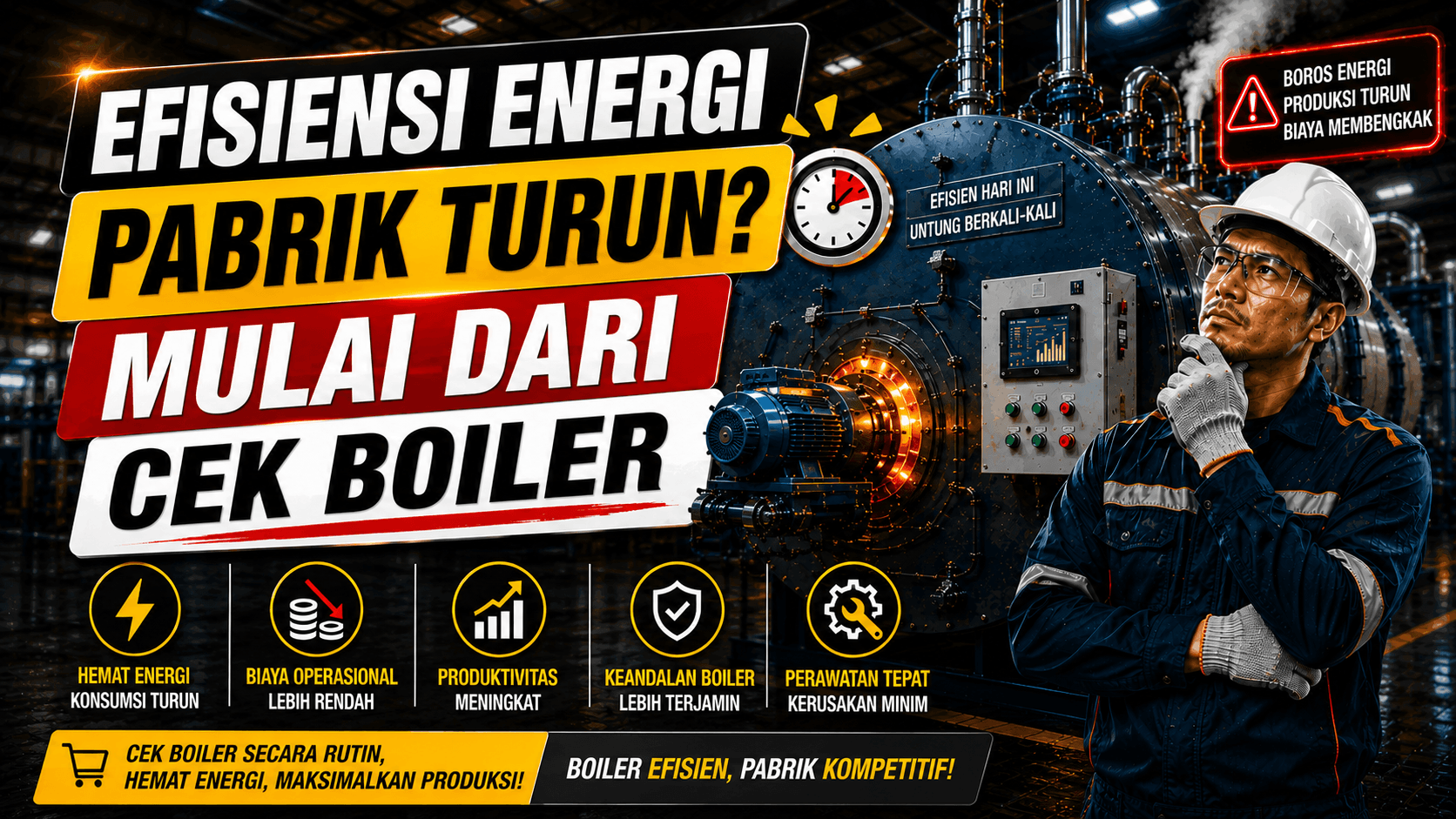 Efisiensi Energi Pabrik TUrun Mulai dari Cek Boiler